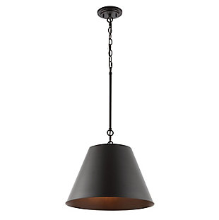 JONATHAN Y Henry 17.88" 1-Light Industrial Farmhouse Iron LED Pendant, Oil Rubbed Bronze, , large