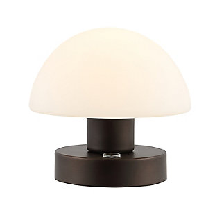 JONATHAN Y Zoe 5.75" Bohemian Farmhouse Iron Rechargeable Integrated LED Table Lamp, Oil Rubbed Bronze/White, Oil Rubbed Bronze, large