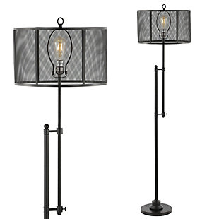 JONATHAN Y Noah 64.5" Modern Industrial Iron Height-Adjustable LED Floor Lamp, Black, , rollover