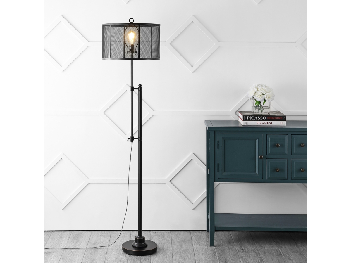 LED floor outlet lamp with height adjustment