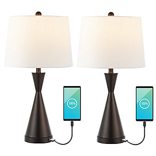 JONATHAN Y Colton Table Lamp with USB Charging Port (Set of 2), Oil Rubbed Bronze, large