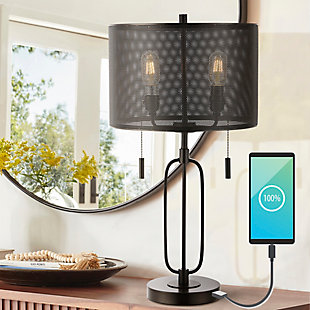 JONATHAN Y Hank 2-Light Table Lamp with USB, , rollover