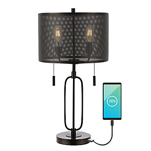 JONATHAN Y Hank 2-Light Table Lamp with USB, , large