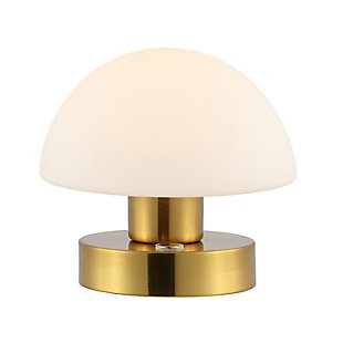 JONATHAN Y Zoe 5.75" Modern Minimalist Iron Rechargeable Integrated LED Table Lamp, Brass Gold/White, Brass Gold, rollover