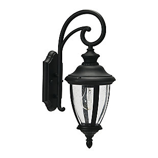 CREATIVE CO-OP Metal and Glass Outdoor Light, Matte Black, , large