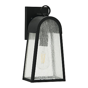 CREATIVE CO-OP Metal and Glass Outdoor Light, Textured Black, , rollover