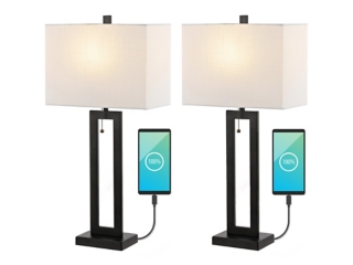 Jonathan Y Sabrina LED Table Lamp with USB (Set of 2)
