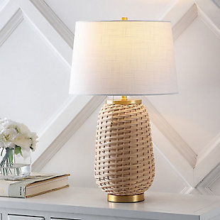 JONATHAN Y Chakrii LED Table Lamp with Pull-Chain, Light Brown, rollover