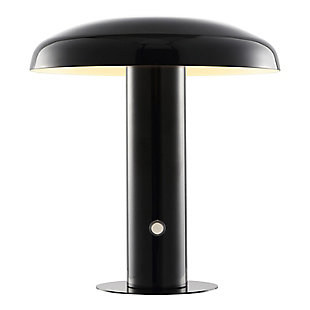 JONATHAN Y Suillius Rechargeable/Cordless Integrated LED Mushroom Table Lamp, Black, large