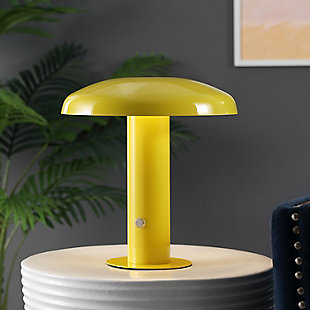 JONATHAN Y Suillius Rechargeable/Cordless Integrated LED Mushroom Table Lamp, Yellow, rollover