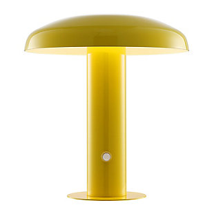 JONATHAN Y Suillius Rechargeable/Cordless Integrated LED Mushroom Table Lamp, Yellow, large