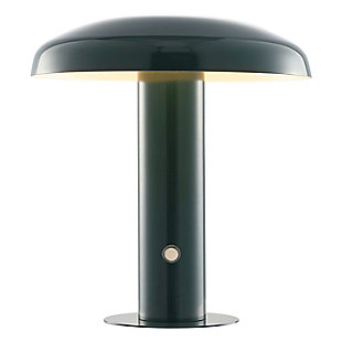 JONATHAN Y Suillius Rechargeable/Cordless Integrated LED Mushroom Table Lamp, Forest Green, large