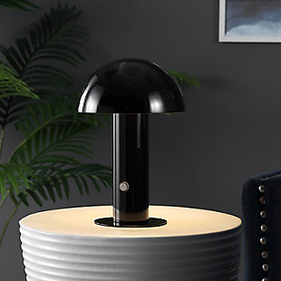 JONATHAN Y Boletus Rechargeable/Cordless Integrated LED Mushroom Table Lamp, Black, rollover