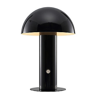 JONATHAN Y Boletus Rechargeable/Cordless Integrated LED Mushroom Table Lamp, Black, large