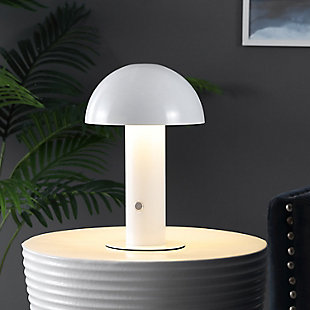 JONATHAN Y Boletus Rechargeable/Cordless Integrated LED Mushroom Table Lamp, White, rollover