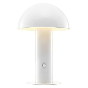 JONATHAN Y Boletus Rechargeable/Cordless Integrated LED Mushroom Table Lamp, White, large