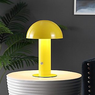 JONATHAN Y Boletus Rechargeable/Cordless Integrated LED Mushroom Table Lamp, Yellow, rollover