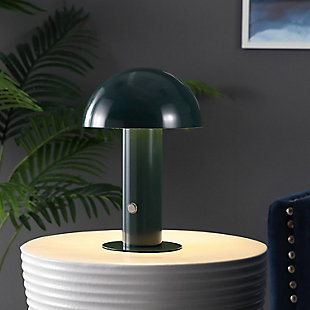 JONATHAN Y Boletus Rechargeable/Cordless Integrated LED Mushroom Table Lamp, Forest Green, rollover