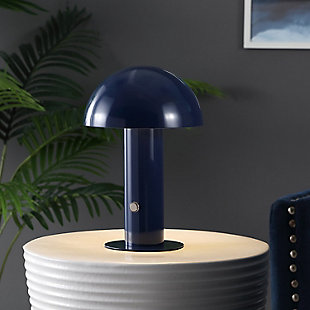 JONATHAN Y Boletus Rechargeable/Cordless Integrated LED Mushroom Table Lamp, Navy, rollover