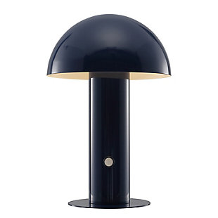 JONATHAN Y Boletus Rechargeable/Cordless Integrated LED Mushroom Table Lamp, Navy, large