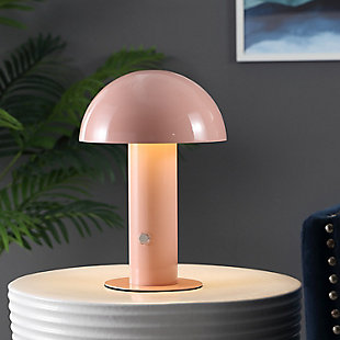JONATHAN Y Boletus Rechargeable/Cordless Integrated LED Mushroom Table Lamp, Pink, rollover