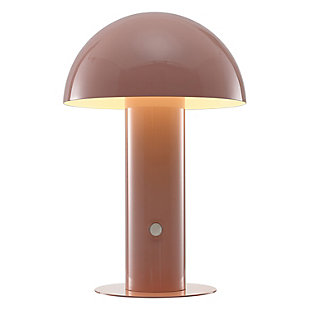 JONATHAN Y Boletus Rechargeable/Cordless Integrated LED Mushroom Table Lamp, Pink, large