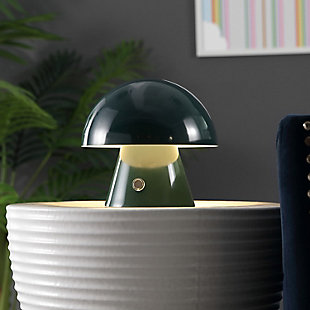 JONATHAN Y Porcini Rechargeable/Cordless Integrated LED Mushroom Table Lamp, Forest Green, rollover