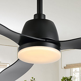 JONATHAN Y Audie 52" 1-Light Integrated LED Ceiling Fan, Black, rollover