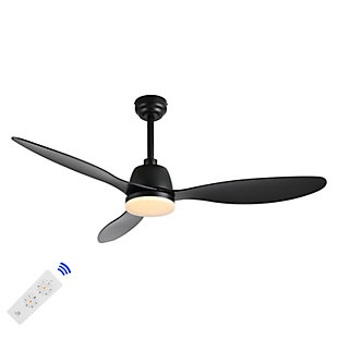 JONATHAN Y Audie 52" 1-Light Integrated LED Ceiling Fan, Black, large