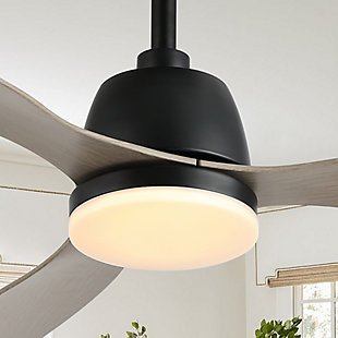 JONATHAN Y Audie 52" 1-Light Integrated LED Ceiling Fan, Black/Gray, rollover