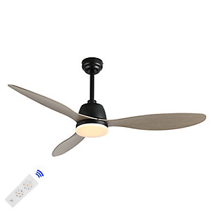 JONATHAN Y Audie 52" 1-Light Integrated LED Ceiling Fan, Black/Gray, large