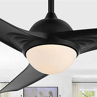 JONATHAN Y Sully 52" 1-Light Propeller Integrated LED Ceiling Fan, Black, rollover