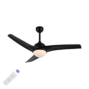 JONATHAN Y Sully 52" 1-Light Propeller Integrated LED Ceiling Fan, Black, large