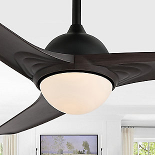 JONATHAN Y Sully 52" 1-Light Propeller Integrated LED Ceiling Fan, Black/Dark Brown, rollover
