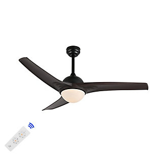 JONATHAN Y Sully 52" 1-Light Propeller Integrated LED Ceiling Fan, Black/Dark Brown, large