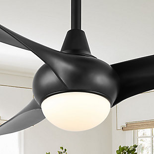 JONATHAN Y Aviator 52" 1-Light Retro Swirl Integrated LED Ceiling Fan, Black, rollover