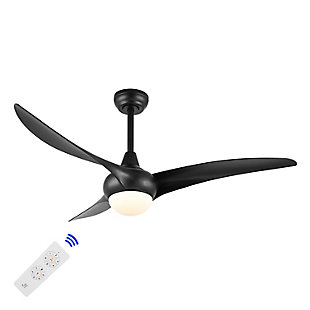 JONATHAN Y Aviator 52" 1-Light Retro Swirl Integrated LED Ceiling Fan, Black, large