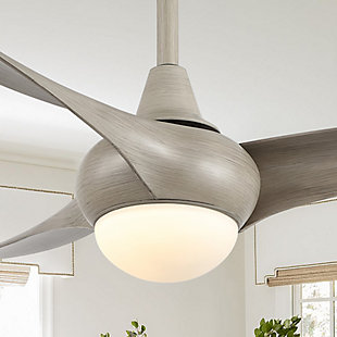 JONATHAN Y Aviator 52" 1-Light Retro Swirl Integrated LED Ceiling Fan, Gray, rollover