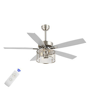 JONATHAN Y Max 52" 3-Light LED Ceiling Fan, Nickel, large