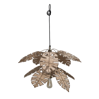Storied Home 29 Inches Round Metal and Banana Fiber Leaf Hanging Pendant Lamp with Hardwire and 40 Watts Bulb Maximum, Antique Brass Finish and Natural, , large