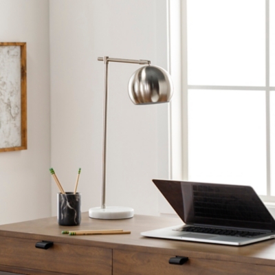 World Needle Hartford Nickle Task Table Lamp, Silver, rollover