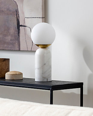 World Needle Verve White Globe Table Lamp, , rollover