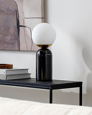 World Needle Verve Black Globe Table Lamp, , rollover