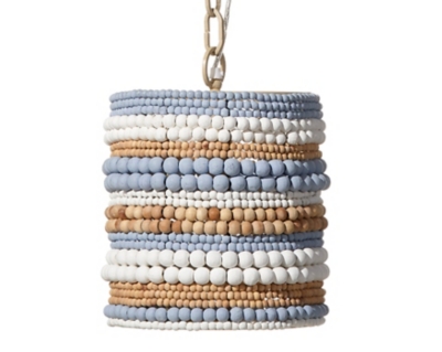 Relaxed Elegance Simone Beaded Pendant, Blue/White/Natural, large