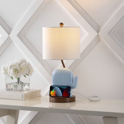 Jonathan Y Ellie Elephant LED Kids Table Lamp, Blue, rollover