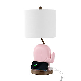 Jonathan Y Ellie Elephant LED Kids Table Lamp, Pink, large