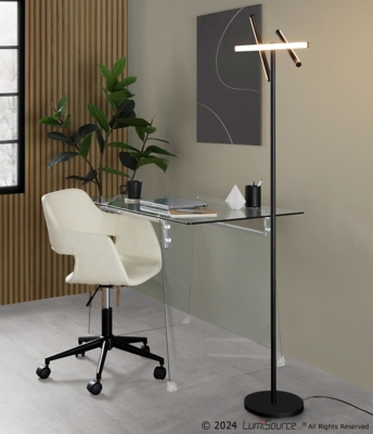 LumiSource Icicle Swivel Floor Lamp, Black, rollover