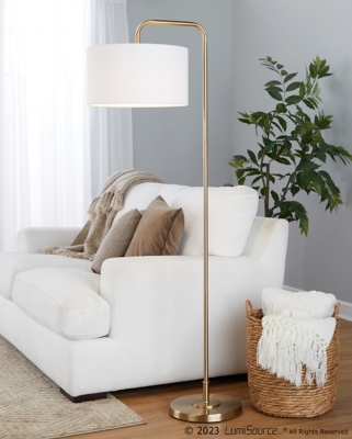 LumiSource Puck Arc Floor Lamp, White/Gold, rollover