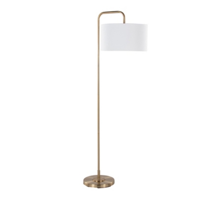 LumiSource Puck Arc Floor Lamp, White/Gold, large