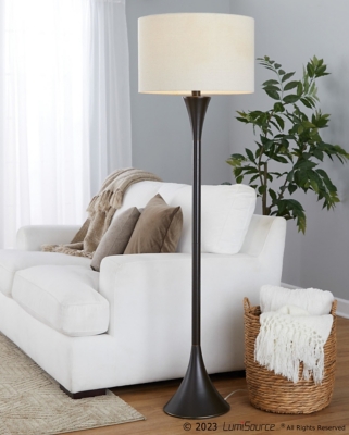 LumiSource Lenuxe Floor Lamp, Natural/Black, rollover